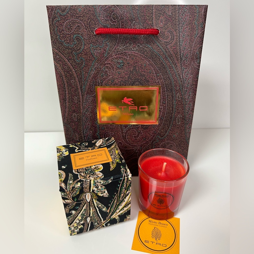 Etro Milano Profumi Misto Bosco Perfumed Candle + Holder Case + Shopping Bag NEW